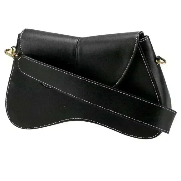 Elleme Handbags - Elleme Black White Contrast Topstitch Bag